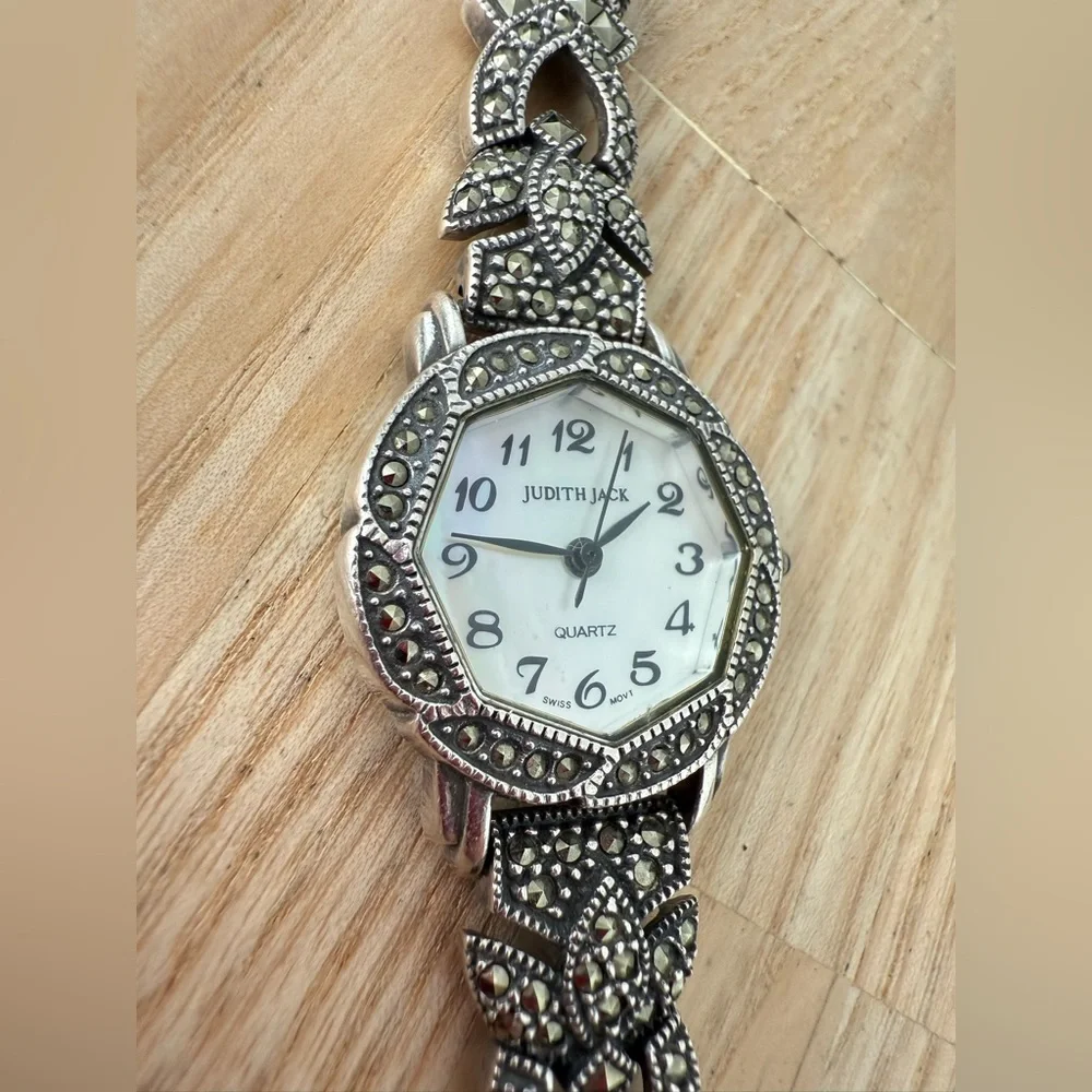Art deco Judith Jack Sterling 925 silver marcasite watch NEW BATTERY